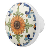 Sunflower Flower Mediterranean Blue Orange  Cream Keramikknauf (Rechts)