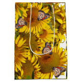 Sunflower Flowers Floral Butterfly Gift Bag Mittlere Geschenktüte (Rückseite)