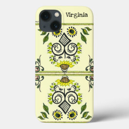 Sunflower Folk Pattern and your name Case-Mate iPhone Hülle