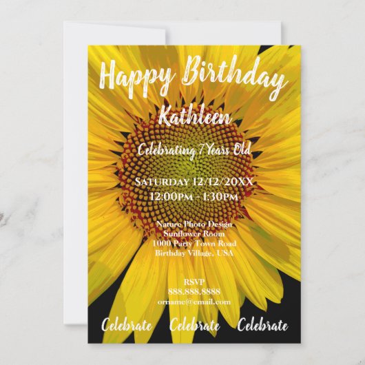 SUNFLOWER FOTO GLÜCKLICH GEBURTSTAG EINLADUNG (Vorderseite)
