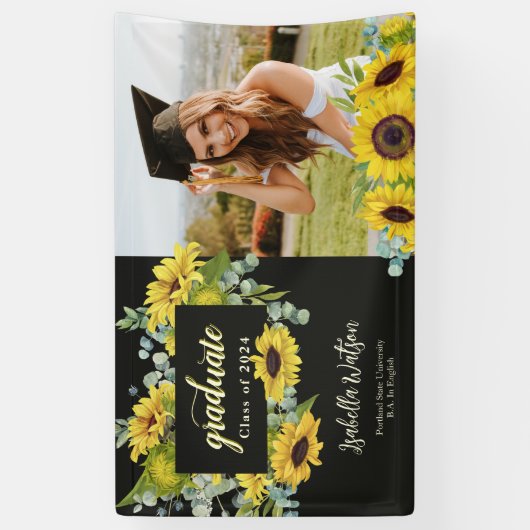 Sunflower Foto Script Abschluss Willkommen Party Banner (Vertikal)