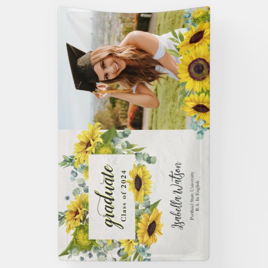 Sunflower Foto Script Abschluss Willkommen Party Banner (Vertikal)