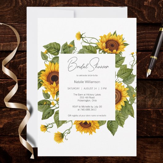 Sunflower Frame Bridal Shower  Einladung