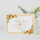 Sunflower Frame Wedding Invitation Einladung (Stehend Vorderseite)