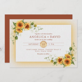 Sunflower Frame Wedding  Invitation Einladung