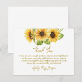 Sunflower Funeral Thank You Note Card Bereavement Dankeskarte (Vorne/Hinten)