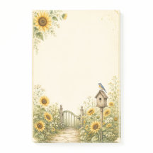 Sunflower Garden Gate and Birdhouse Post-it® Notes