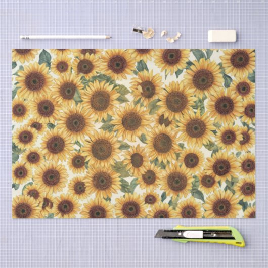 Sunflower Garden In Full Bloom Seidenpapier (Handwerk)