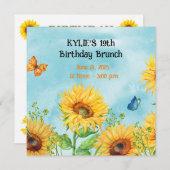 SUNFLOWER GEBURTSTAG BRUNCH-EINLADUNGEN SAVE THE DATE (Vorne/Hinten)