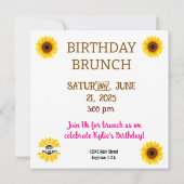 SUNFLOWER GEBURTSTAG BRUNCH-EINLADUNGEN SAVE THE DATE (Rückseite)