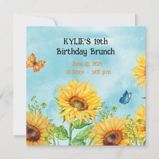 SUNFLOWER GEBURTSTAG BRUNCH-EINLADUNGEN SAVE THE DATE (Vorderseite)