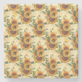 Sunflower Gifts | Sunflower Turn Surrounded Steinuntersetzer (Vorderseite)