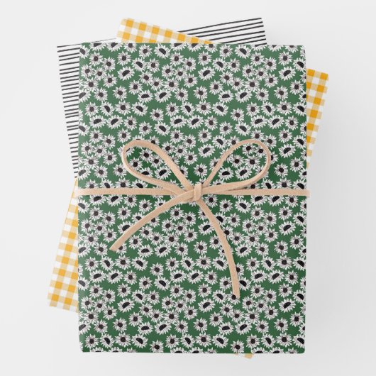 Sunflower Gingham Wrapping Paper Set Geschenkpapier Set (Beispiel)