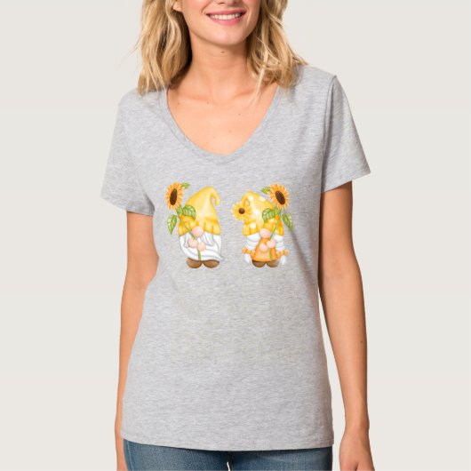 Sunflower Gnomen Gardening Gnome T-Shirt (Vorderseite)