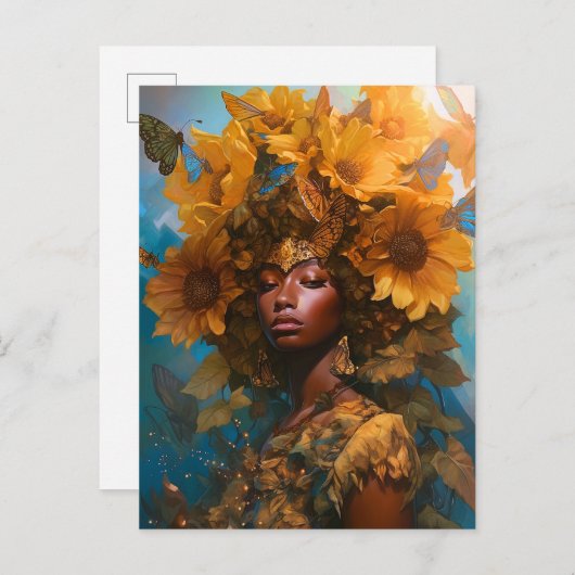 Sunflower Goddess Fantasy Art Postkarte (Vorne/Hinten)