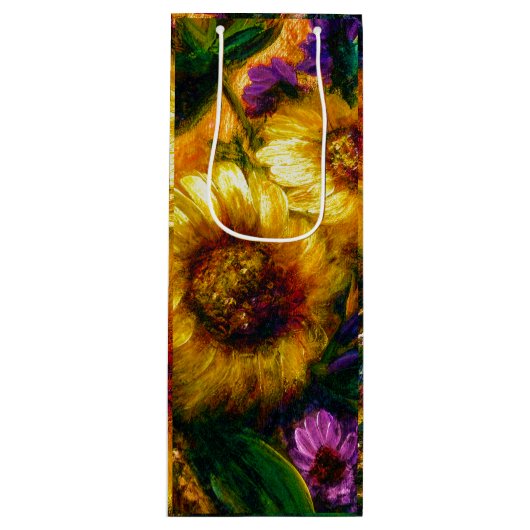 "Sunflower Gold" Geschenktüte Für Weinflaschen (Vorderseite)