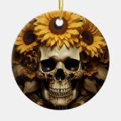 Sunflower Gold Skull Keramik Ornament (Vorne)