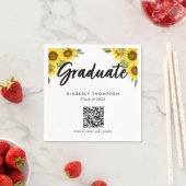 Sunflower Graduation QR Code Party Photo Share Serviette (Beispiel)