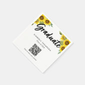 Sunflower Graduation QR Code Party Photo Share Serviette (Ecke)