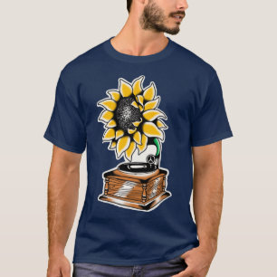 sunflower gramophone traditional tattoo T-Shirt
