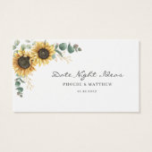Sunflower Greenery Bridal Shower Date Night Ideas (Rückseite)