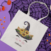 Sunflower Halloween Witch Cat Kitty Personalized Tragetasche