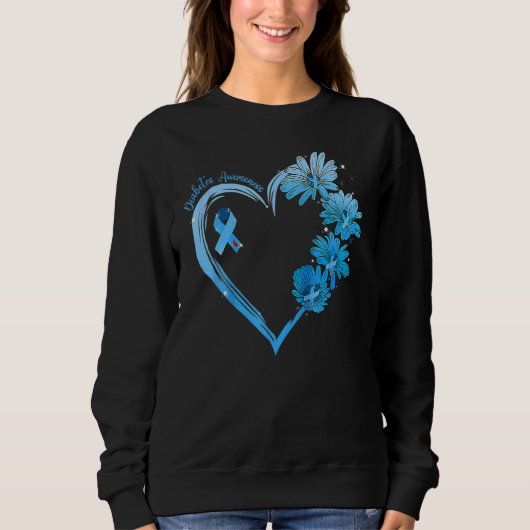Sunflower Heart Blue Ribbon Diabetes Awareness Mon Sweatshirt (Vorderseite)