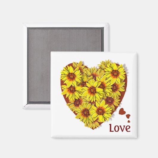 Sunflower Heart Magnet (Vorderseite/Rückseite)