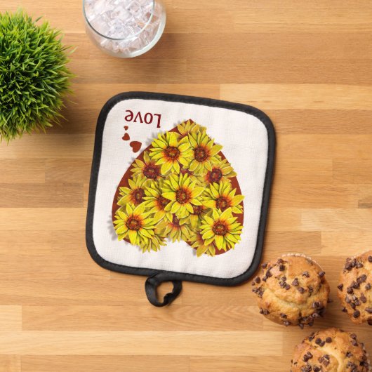 Sunflower Heart Pot Holder Topflappen (Oben Unten)
