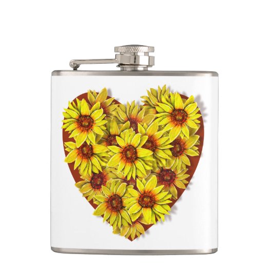 Sunflower Heart Vinyl Wrapped Flask Flachmann (Vorderseite)