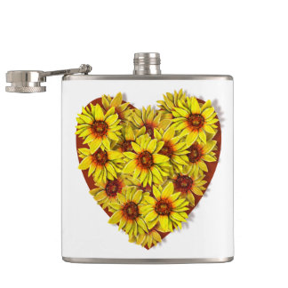 Sunflower Heart Vinyl Wrapped Flask Flachmann
