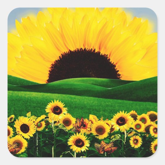SUNFLOWER HILL QUADRATISCHER AUFKLEBER (Vorderseite)