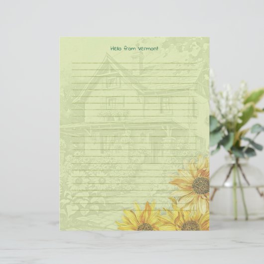 Sunflower House Lined Writing Paper Briefbogen (Stehend Vorderseite)
