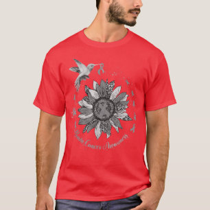 Sunflower Hummingbird Gray Brain Cancer Warrior  T-Shirt
