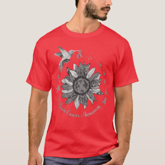 Sunflower Hummingbird Gray Brain Cancer Warrior T-Shirt