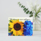 Sunflower Hydrangeas Neue Zuhause-Adresse Postkart Ankündigungspostkarte (Stehend Vorderseite)
