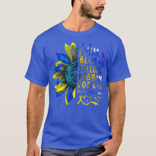 Sunflower I Wear Blue Yellow Ribbon Down Syndrome  T-Shirt