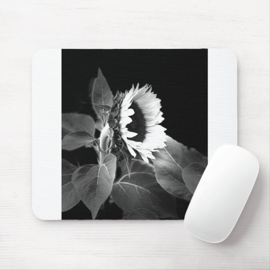 Sunflower in Black and White Mousepad (Mit Mouse)