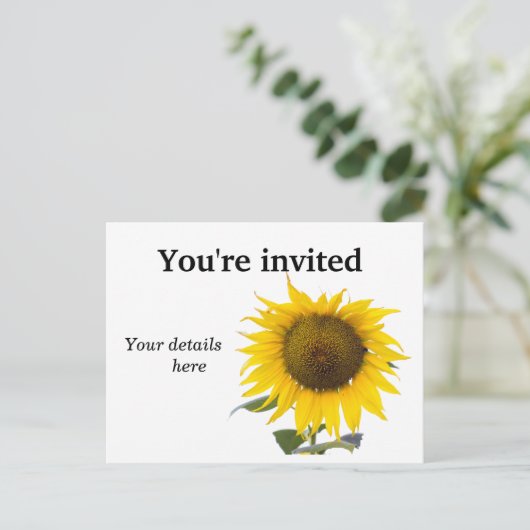 Sunflower invitation Postcard Postkarte (Stehend Vorderseite)