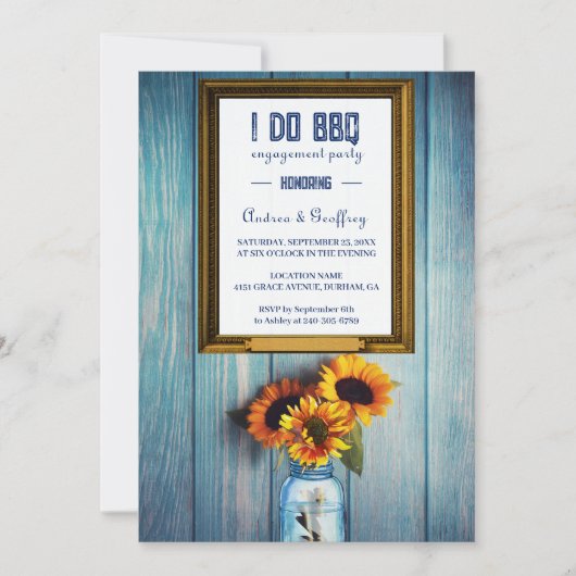 Sunflower Jar I DO GRILLEN Engagement Party Einladung (Vorderseite)