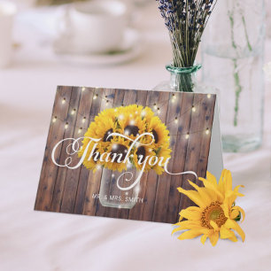 Sunflower Jar String Lights Barn Wedding Vielen Da Dankeskarte