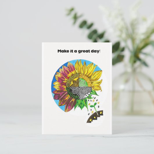 Sunflower Joy Postkarte (Stehend Vorderseite)