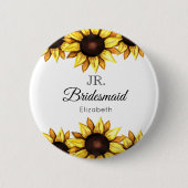 Sunflower Junior Bridesmaid Wedding Button (Vorderseite)