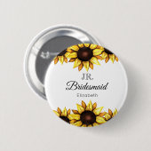 Sunflower Junior Bridesmaid Wedding Button (Vorne & Hinten)