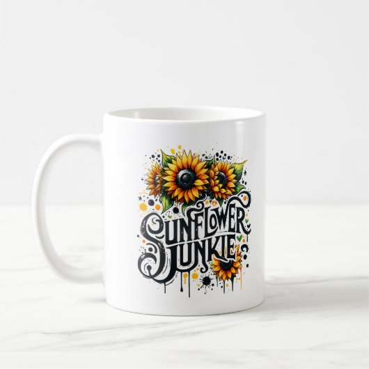 Sunflower Junkie Personalisiert Kaffeetasse (Links)