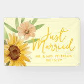 Sunflower Just Married Car Banner (Horizontal)