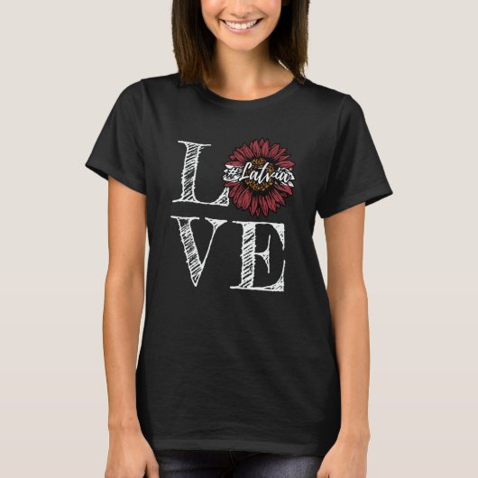 Sunflower Latvia Love Latvian Flag T-Shirt (Vorderseite)