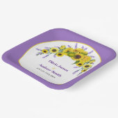 Sunflower & Lavender Vintage Floral Purple Wedding Pappteller (Gewinkelt)