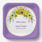 Sunflower & Lavender Vintage Floral Purple Wedding Pappteller (Vorderseite)