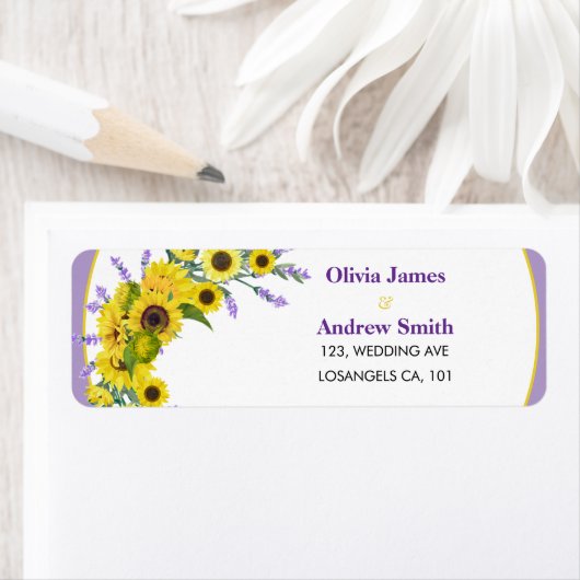 Sunflower & Lavender Wedding Return Address  (Insitu)
